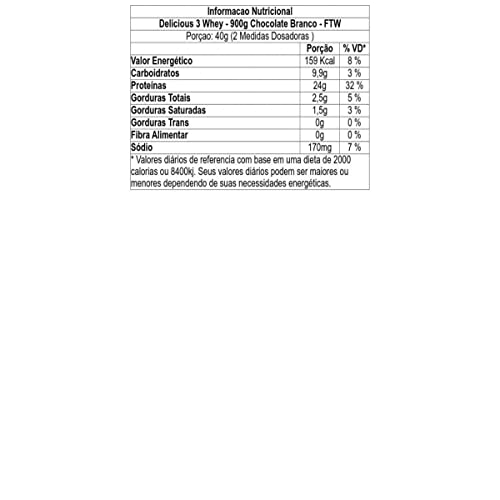 Fitoway Delicious 3 Whey - 900G Chocolate Branco - Ftw