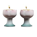  OUSIKA Bougeoir en Forme de Lotus, Chandelier Bouddhiste, 1 Paire de Chandeliers de Lotus en céramique de 7 cm, bougeoir Domestique for Lampe de Bouddha Lampe