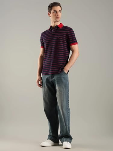 Image of Tommy Hilfiger Solid Regular fit Cotton Polo t-Shirt