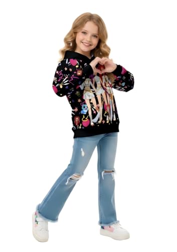 Landari Girls Pop Singer Graphic Hoodie Cute Kids Casual Sweatshirt Pullover Novelty Fashion Top for 5-6 Years