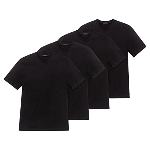 T-shirt homme Schiesser noir col V lot de 4 sous-vêtement coton jersey M