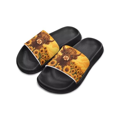 Image of Unisex Slides for Girls Boys Comfortable Slippers Slides Non-slip Shower Shoes House Fashion Thick for Indoor & Outdoor Gifts