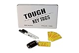 Poly Key Tag, Car Key Tag, 500 per Box, with Rings and Pens Tough (Survivor) (Yellow)