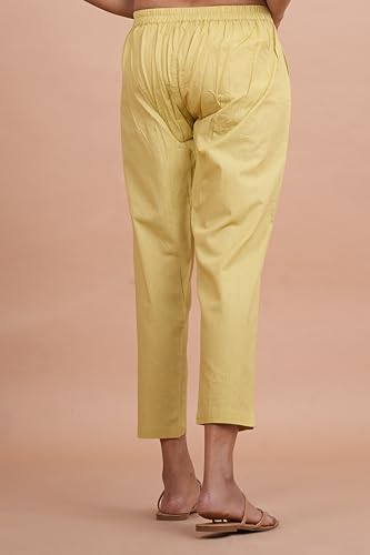 Image of Women's Cotton Ankle Fit Trouser Pants for Women & Girls | Women Regular Fit with Two Pocket Trouser for Office School Formal Casual Daily Use
