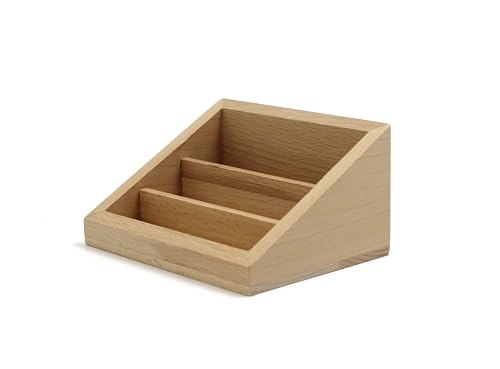 M.Vita Wooden Three-part Cards Holder Cards Display Stand Cards Organizer 3 Slots Montessori