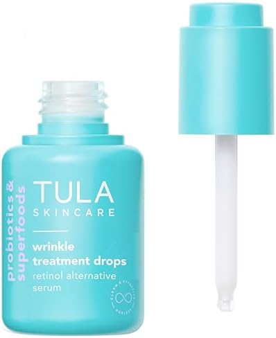 TULA Skin Care Wrinkle Treatment Drops - Retinol Alternative Serum, Anti-Aging, Minimizes Wrinkles, Contains Bakuchiol, Squalane, & Prebiotics, 0.98 oz.