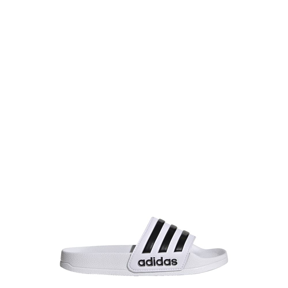 adidas Adilette Shower Slides Sandal, White/Black/Black, 2 US Unisex Little Kid