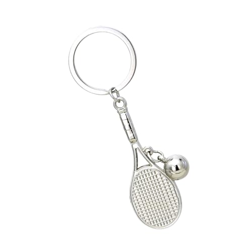 Generisch Llavero de raqueta de tenis y pelota, diseño de raqueta de tenis, plata, Siehe Beschreibung