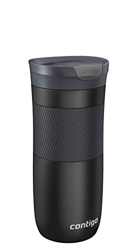 Contigo Byron Snapseal Travel Mug | Stainless Steel Thermal Mug | Vacuum Flask | Leakproof Tumbler | Coffee to Go Mug with BPA Free Easy-Clean Lid | Matte Black | 470 ml