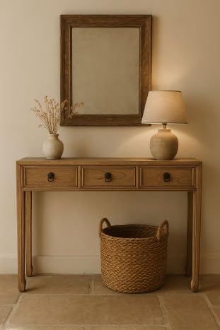 Konsolentisch für den Eingangsbereich, massiv, natürlich, 104 x 27 x 85 cm