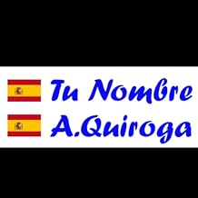 Spain Flag Vinyl Sticker with Crest + Your Name – Bike, Helmet, Padel Racquet, Skateboard, Car, Motorcycle, etc. Kit of Two Vinyl (Dark Blue)