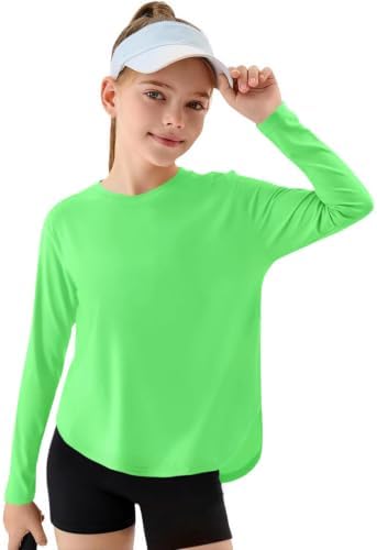 Haloumoning Mädchen Langarm-Sportshirt schnelltrocknend | Basisshirt, Tunika-Top für Kinder