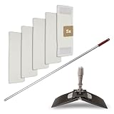 G.I.V. - Reinigungstechnik Bodenwischer Set Moppstange Aluminium mit Rändelhandgriff + Klapphalter & 5x Microfasermopp Bezug 50cm - Wischbezug Microfaser - Wischer Bodenreinigung - Wischmopp mit Stiel