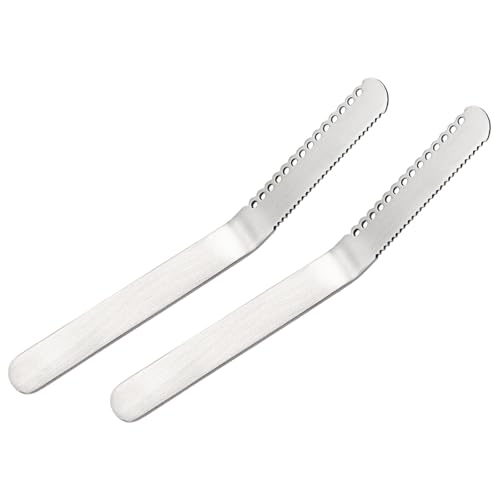 Sharplace Lot de 2 couteaux à beurre en acier inoxydable, polyvalents, avec bord dentelé, pour sandwich, nourriture, cacahuètes, confiture, fromage, gadget, Argent
