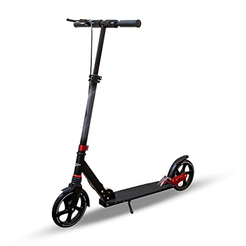 Carromco Scooter Lugano 200, klappbarer Kinder Roller, Cityroller, Tretroller höhenverstellbar, mit Hand- und Reibungsbremse, schwarz, 99 x 48 x 102,8 cm