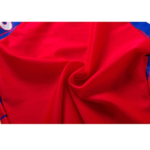 Focnigo Boys Superhero 2 Piece Swimsuit Kids Short Sleeve Rash Guard Shirt And Swim Trunks Set With Swimming Cap (5Years-6Years, Blue) #TOP4