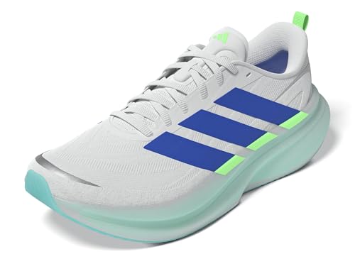 adidas Uomo Supernova Glide Running Shoes, Ftwr White/Blue/Lime Burst, 42 2/3 EU