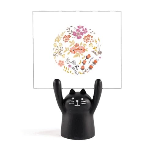 Porte-mémo de peinture orange et blanc motif chat noir pour bureau