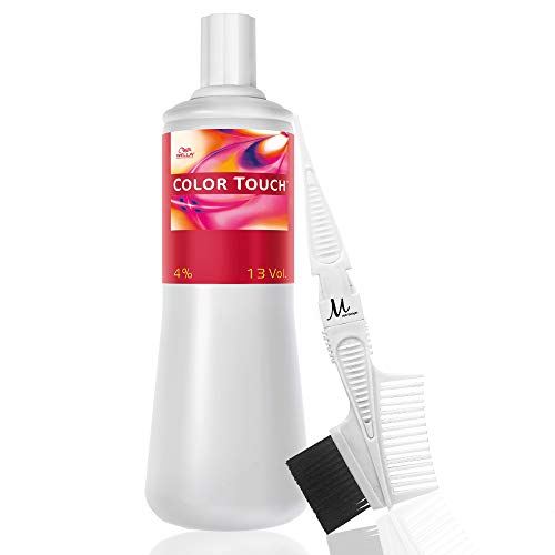 Color Touch Emulsion 4% 13 Volume 1 Liter and M Hair Designs Tint Brush/Comb (Bundle 2 items)