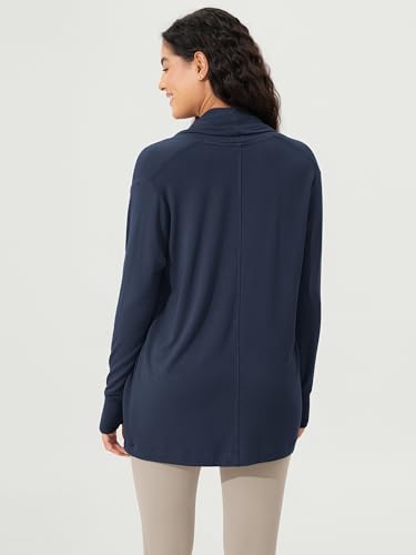 Image of ODODOS Women's Drape Open Front Cardigans Cozy Soft Long Sleeve Casual Wrap Outerwear with Pockets Thumb Hole