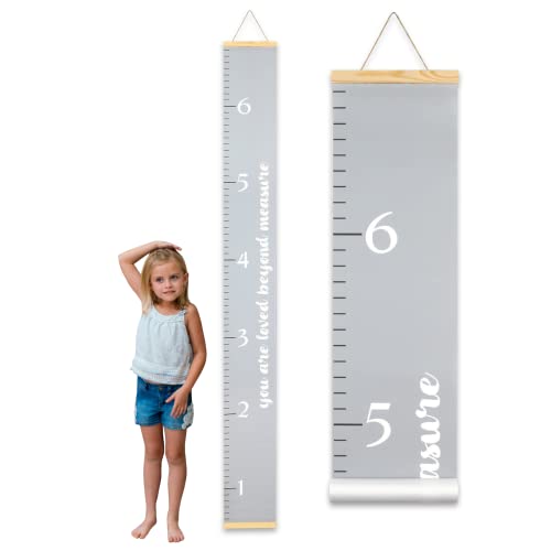 growth measurement chart - Morxy Growth Chart for Kids Unisex Kids Wall Room Decor Loved Beyond Measure- Gray