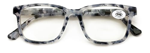 V.W.E. Women Progressive Reading Glasses No Line Clear on Top Bifocals Reader - Marble Print (White, 2.00, x)