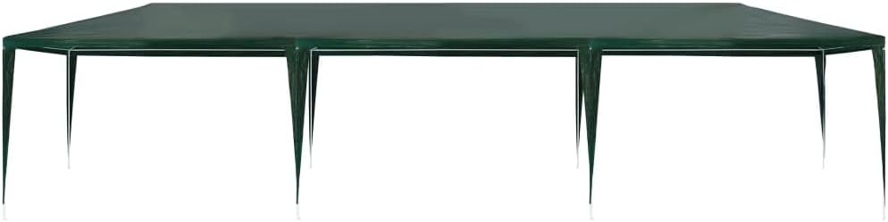 10 x 30 ft Outdoor Party Tent with Green Steel Frame, Large Water-Resistant Polyethylene Roof for Weddings and Gatherings