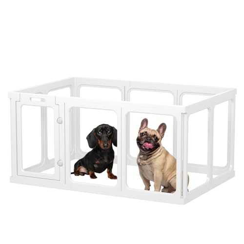 Gardner Pet Recinto per Cani in Acrilico Trasparente – Box Antigraffio e Antiscivolo, Parco Modulare per Cuccioli, Gatti e Conigli – Facile da Pulire, Espandibile, Animali Piccoli - 10 Pezzi, Bianco