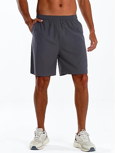 Northyard Men's Athletic Hiking Shorts Quick Dry Workout Shorts 7"/ 9"/ 5" Lightweight Sports Gym Running Shorts Basketball Exercise Darkgrey-Simple S #TOP3