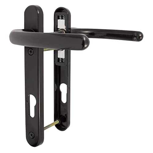 Fab & Fix - UPVC Black Windsor Door Handle Set, 92mm PZ, Lever/Lever, 122mm Screw Centres for External Doors