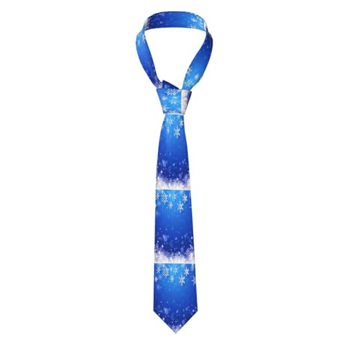 YOFIEN Corbatas de poliéster para hombre, corbatas finas con diseño de copos de nieve, color azul, para invierno y Navidad