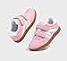 LUCKY STEP Kids Classic Retro Gum Sole Fashion Sneakers School Tennis Skate Shoes Girls Boys Hook and Loop Walking Casual Toddler Footwear Anti Slip Trainers(Pink/White,Little Kid 1)