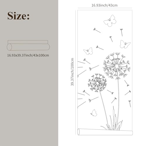 Neukids Löwenzahn-Schmetterlinge Türtapete,Statische Haftung tür Klebefolie,Ablösbarer Blickdichter Türaufkleber,Innentür dekorative Kunst Glastür Aufkleber,Türfolie Weiß 1 Bände 43x100cm