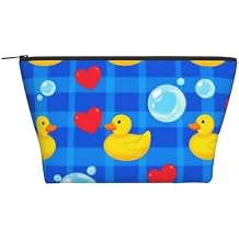 Unisex Makeup Bags Multipurpose Small Makeup Pouch Travel Bags Roomy Cute Funny Bubbles hearts Yellow rubber ducks 1 Toiletry Bag For Travel, Gym