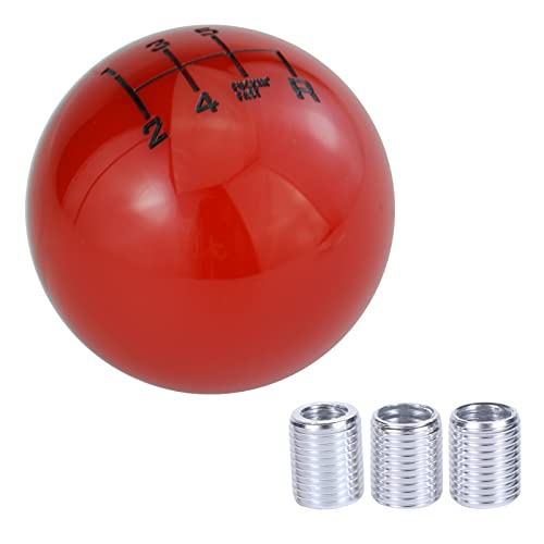 Arenbel 6 Speed Polished Gear Lever Stick Shift Speed Knob Ball Car Shifter Grip Handle Replacement Fit Regular Auto Manual Transmissions, Red #TOP20