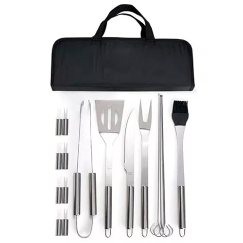 Kit Completo Maleta de Churrasco 18 Peças em Aço Inoxidável Acompanha Estojo com Alça