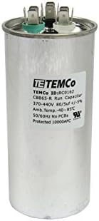 TEMCo 80+5 uf/MFD 370-440 VAC Volts Round Dual Run Capacitor 50/60 Hz AC Electric - Lot -1 (Optional uf/MFD, Voltage and Lot Quantities Available)