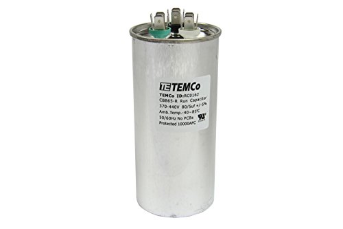 Temco 80+5 Uf/Mfd 370-440 Vac Volts Round Dual Run Capacitor 50/60 Hz Ac Electric - Lot -1 (Optional Uf/Mfd, Voltage And Lot Quantities Available) #TOP7