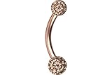 ➤ LIEFERUMFANG: 1 Titan Bauchnabelpiercing | Roségoldfarben | Pfirsich | 12 mm Stablänge | 1,6 mm Stabstärke | 4 & 6 mm Kugelgröße