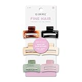 Gimme Beauty Fine Hair - Small Rectangle Claw Clips - Mini Claws for Fine & Thin Hair - Designer Non-Slip Accessories - Minimal Clip Multi-Pack for Teens - Assorted Colors, 6 Pack
