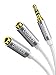 UGREEN 3.5mm Audio Stereo Y Splitter Cable 3.5mm Male to 2 Port 3.5mm Female for Earphone, Headset Splitter Adapter, Compatible for iPhone, Samsung, LG, Tablets, MP3 players, Metal Silver