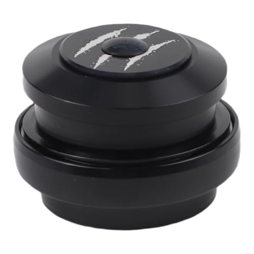 FABULETTA CNC Aluminum Bicycle Headset 44mm to Tapered Fork, Double Bearing Head Set for 28.6mm Upper 39.8mm Lower, Precision Machined Lightweight Black(A)