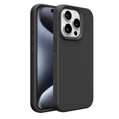 Image of iPhone 15 Pro Max Case Silicone,Soft Microfiber Lining(Black)