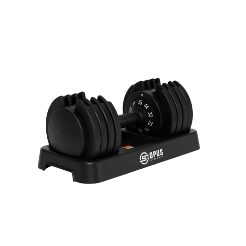 Opus Strength Adjustable Dumbbell, 55lb Single Dumbbell for Men and Women, Sleek and Compact Design, Perfect for Home Gym Exercises