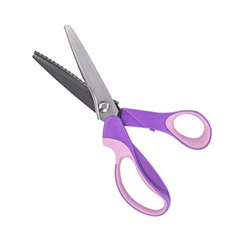 Pinking Shears, Stainless Steel Pinking Shears Comfort Grip Handled Professional Fabric Crafts Dressmaking Zig Zag Cut Scissors Sewing Scissors (9", Serrated, Purple) by BlueSnail - Used condition - US$8.99