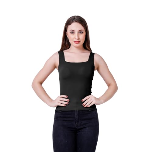Image of Sizi Women Padded Camisole Workout Top| Tank Top with No Trace,Square Neck Seamless Vest,Elastic Removable Wide Shoulder Strap Camisole