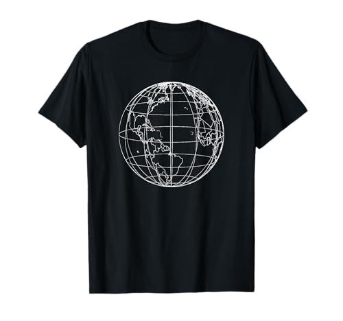 MUNDIAL GLOBO LÍNEA ARTE MAPA PLANETA TIERRA ATLAS VIAJE Camiseta