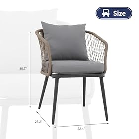 OC Orange-Casual Patio Dining Chair, All-Weather Wicker Outdoor Dining Chair Set of 6, Rattan Armchair Seating with Cushion, for Porch, Backyard, Garden, Pool, Taupe Wicker & Gray Cushion 31mL5C3SK2L. SS280