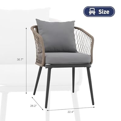 OC Orange-Casual Patio Dining Chair, All-Weather Wicker Outdoor Dining Chair Set of 6, Rattan Armchair Seating with Cushion, for Porch, Backyard, Garden, Pool, Taupe Wicker & Gray Cushion 31mL5C3SK2L. SS400