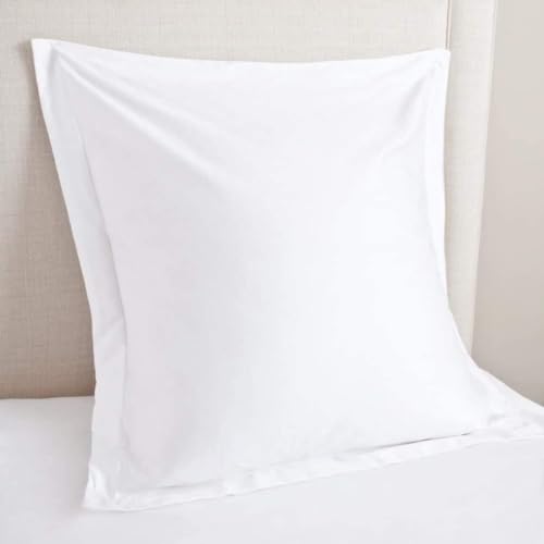 Euro Sham Covers 22x22 Set Of 2 White 600 Thread Count 100% Egyptian Cotton Pack Of 2 Euro 22x22 Pillow Cover Cushion Cover Cases Soft Skin Friendly European Size Decorative Square Pillow Shams - Thumbnail 2
